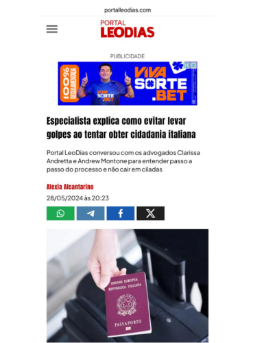 Entrevista do advogado italo brasileiro Andrew Montone Portal Leo dias